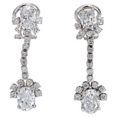 GIA 4.50 carat total weight diamond platinum drop earrings