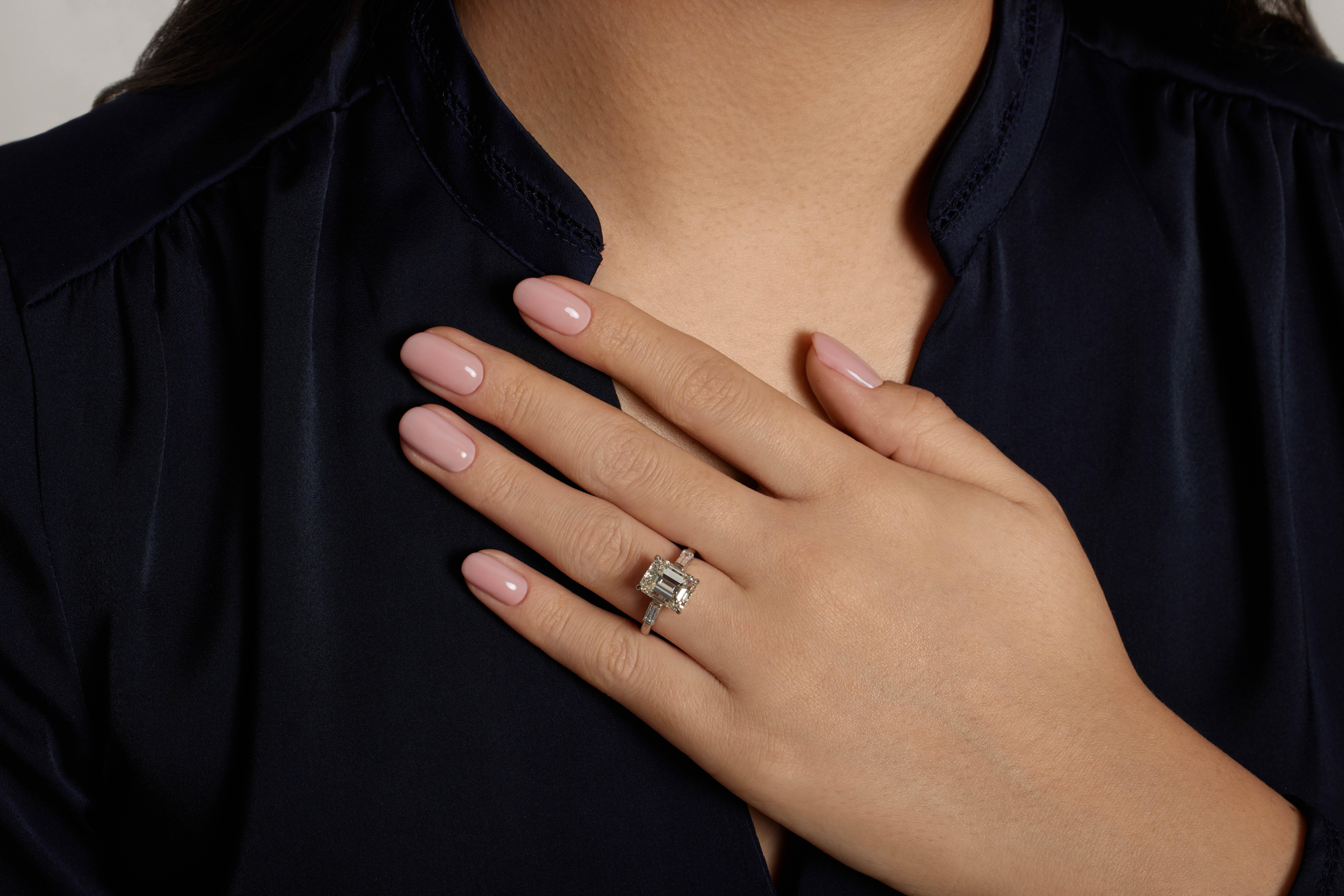 GIA 4.50ct Estate Vintage Emerald Cut Diamond Engagement Wedding Platinum Ring For Sale 8