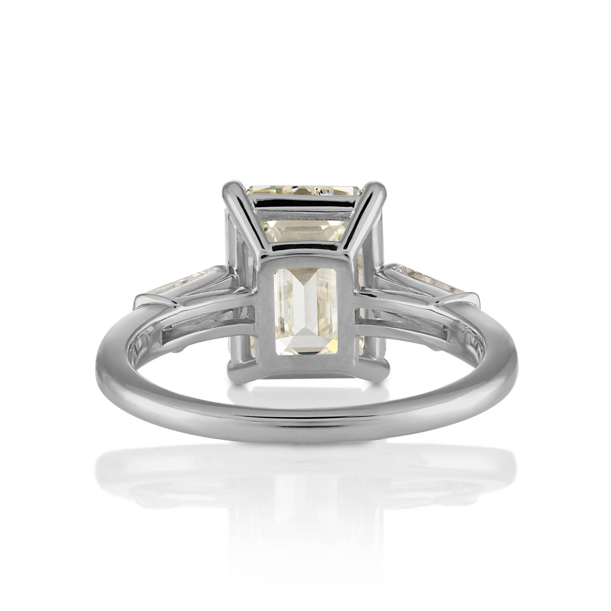 Women's GIA 4.50ct Estate Vintage Emerald Cut Diamond Engagement Wedding Platinum Ring For Sale
