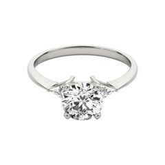 GIA 4,51 Carati Tondo a Tre Pietre Taglio Trillion  Anello con diamante