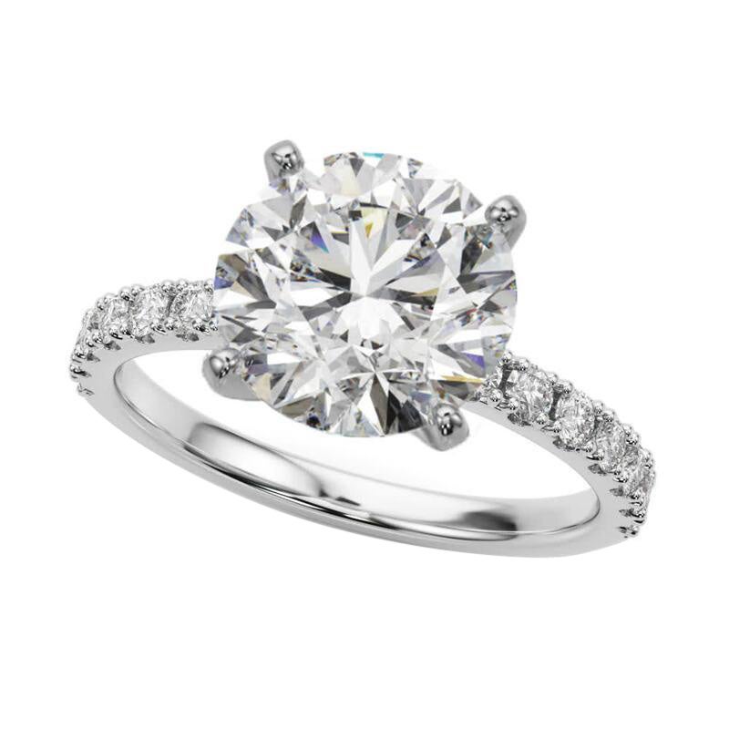 GIA 4.51ct Round Solitaire with Half Eternity 18K White Gold Diamond Ring (bague à diamant en or blanc 18K)