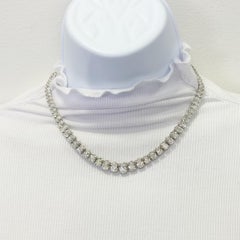 GIA 45.53 ct. Oval White Diamond Riviera Necklace in 18K White Gold
