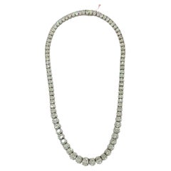 GIA 45.53 ct. Oval White Diamond Riviera Necklace in 18K White Gold