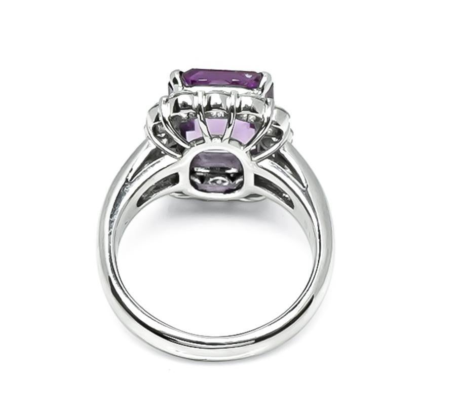 Emerald Cut GIA 4.60ct No Heat Pink Sapphire 1.19ct Diamond Engagement Ring For Sale
