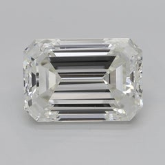 GIA 4.63ct Emerald Slim Band Prong Set Solitaire 18K White Gold Diamond Ring