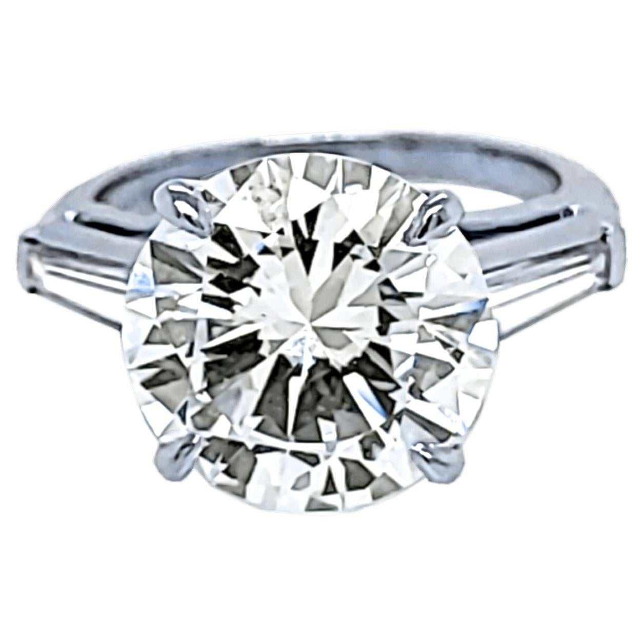 GIA 4.64 Carat K/VS1 Round Brilliant Diamond Platinum 3-Stone Engagement Ring