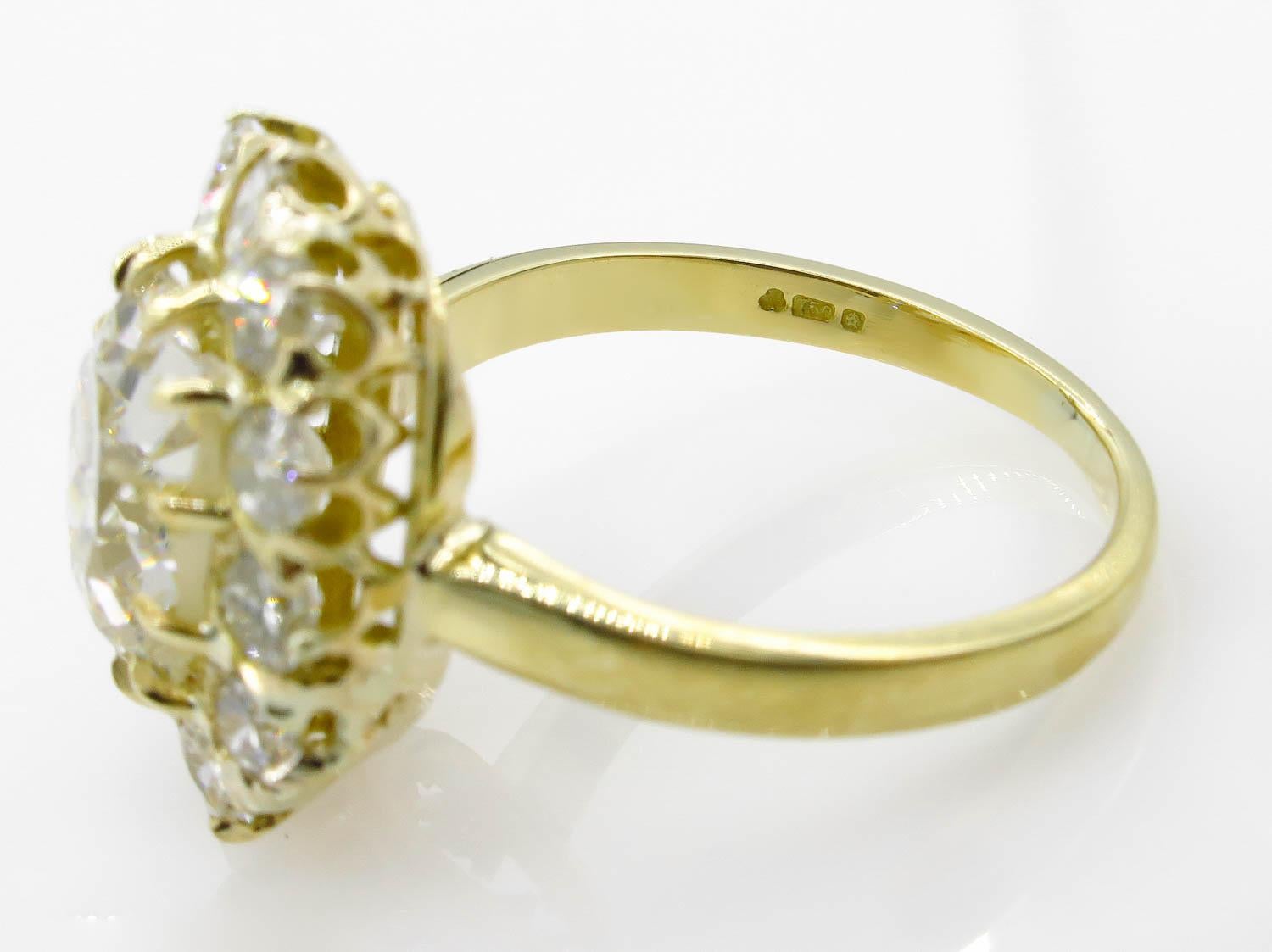 GIA 4.70 Carat Old Mine Cushion Diamond Cluster Engagement Ring  1