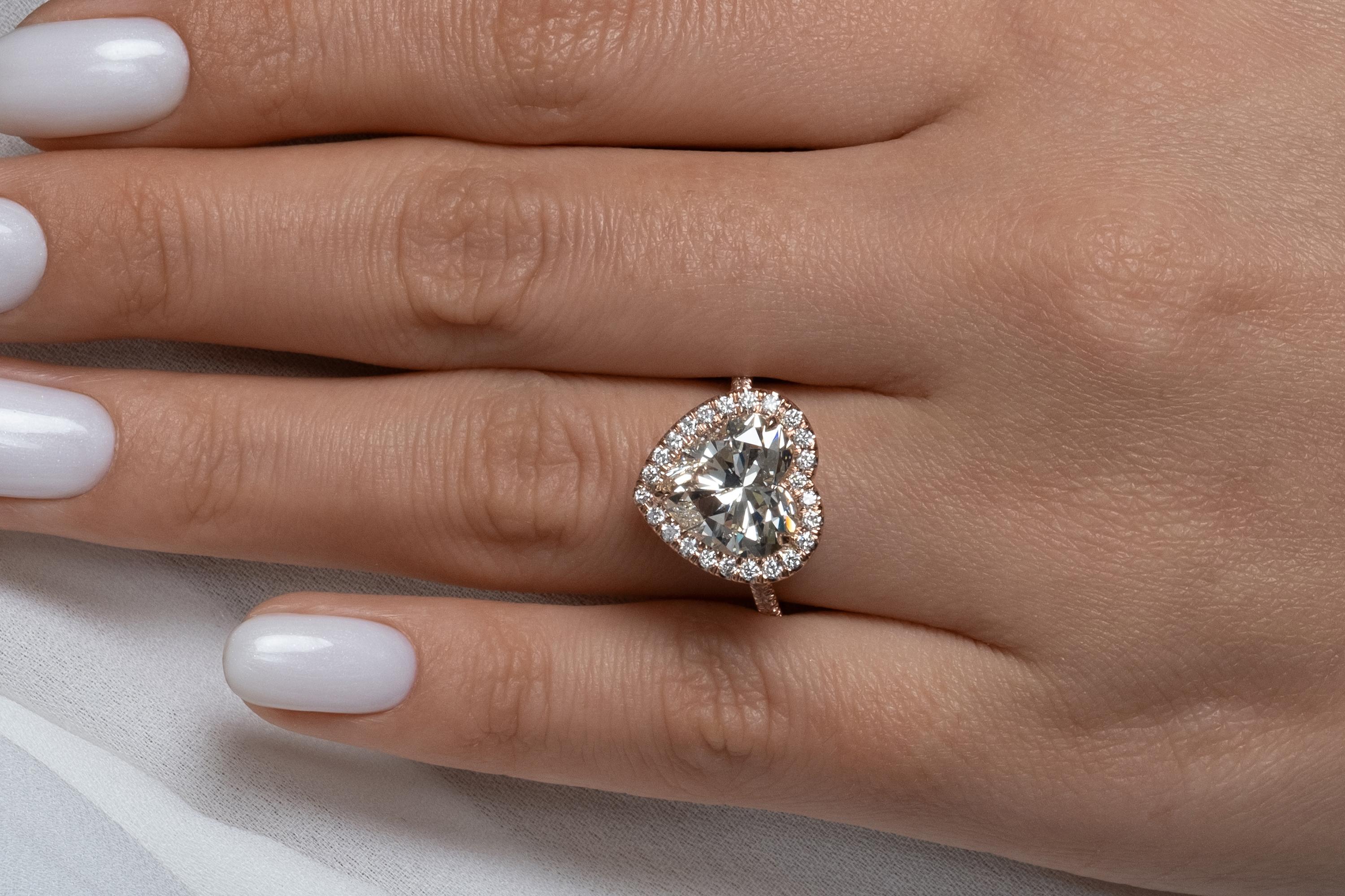 GIA 5.09ct Heart Shaped Diamond Engagement Wedding Pave Halo Rose Gold Ring 3