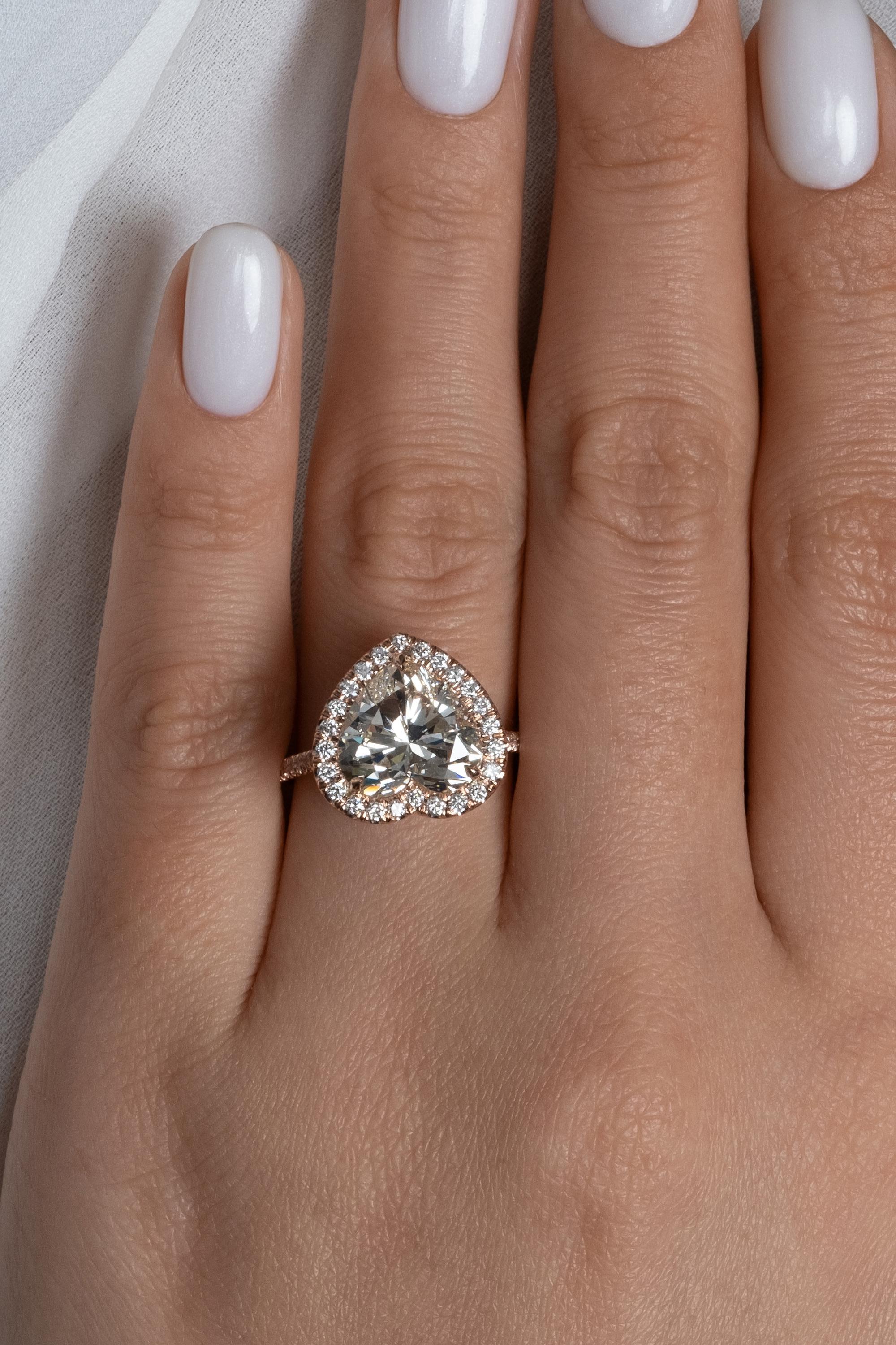 GIA 5.09ct Heart Shaped Diamond Engagement Wedding Pave Halo Rose Gold Ring 7