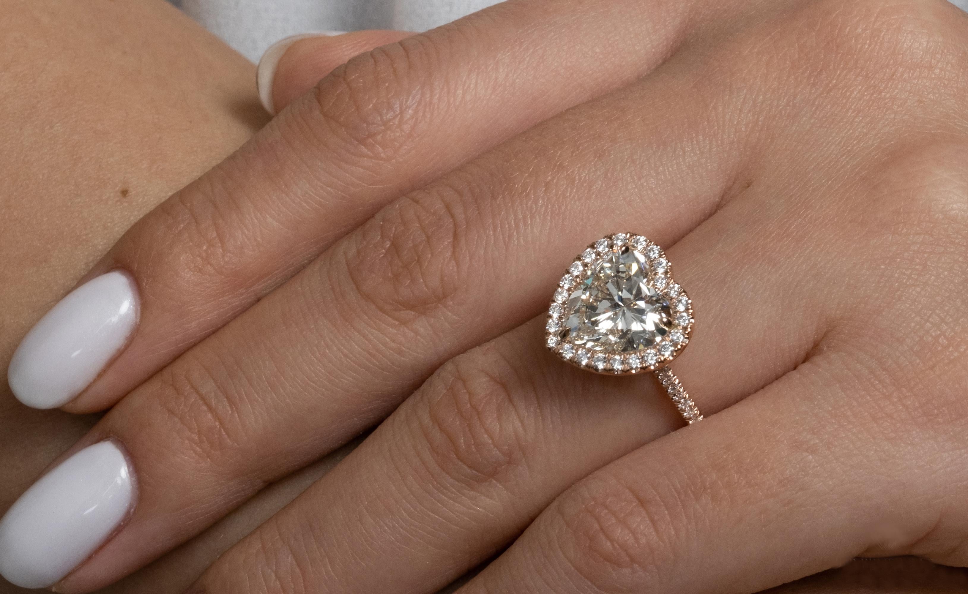 GIA 5.09ct Heart Shaped Diamond Engagement Wedding Pave Halo Rose Gold Ring 9