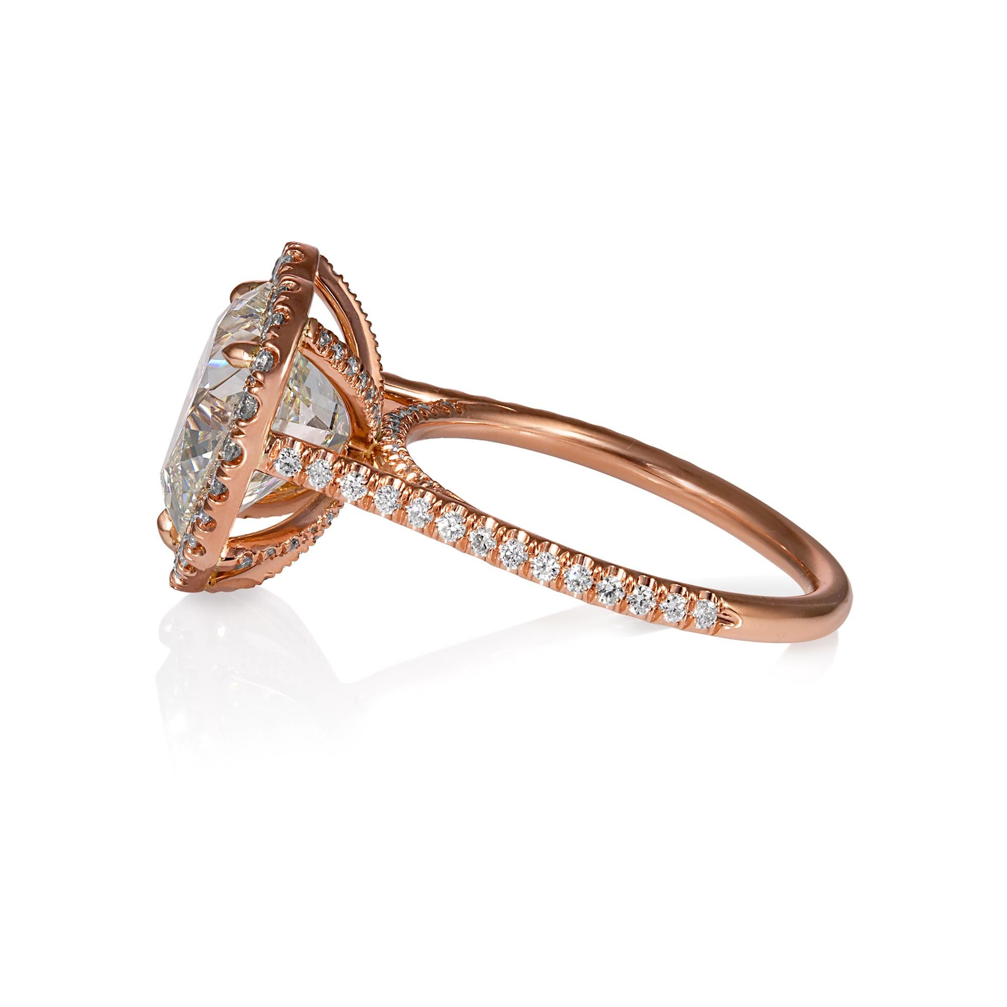 Heart Cut GIA 5.09ct Heart Shaped Diamond Engagement Wedding Pave Halo Rose Gold Ring