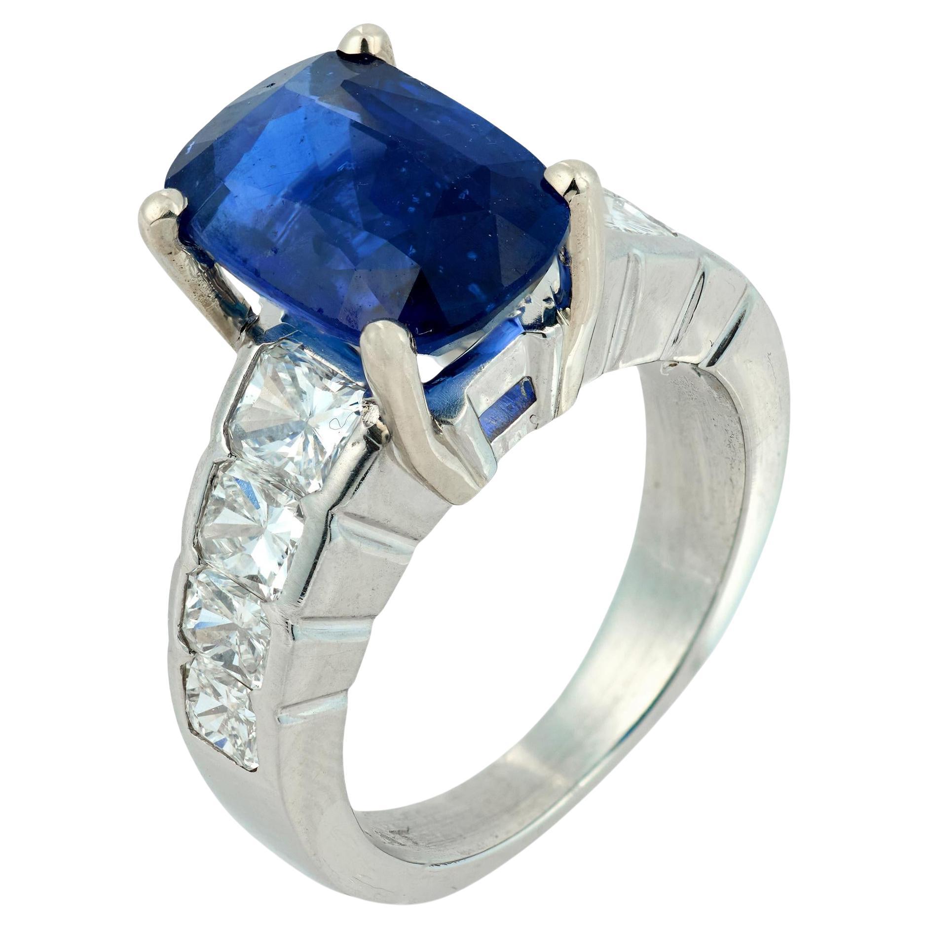 GIA 4.75 carat Ceylon sapphire diamond platinum engagement ring