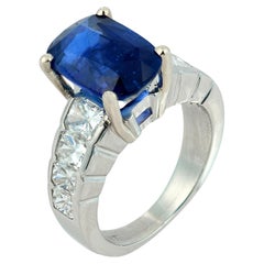 GIA 4.75 carat Ceylon sapphire diamond platinum engagement ring