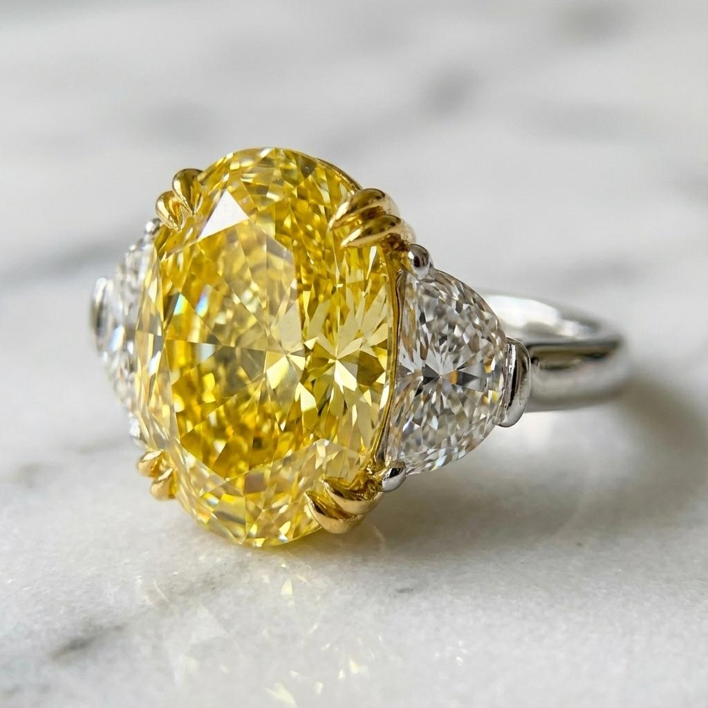GIA 4,75-Karat Fancy Vivid Yellow Diamond Ring im Zustand „Neu“ im Angebot in Chicago, IL