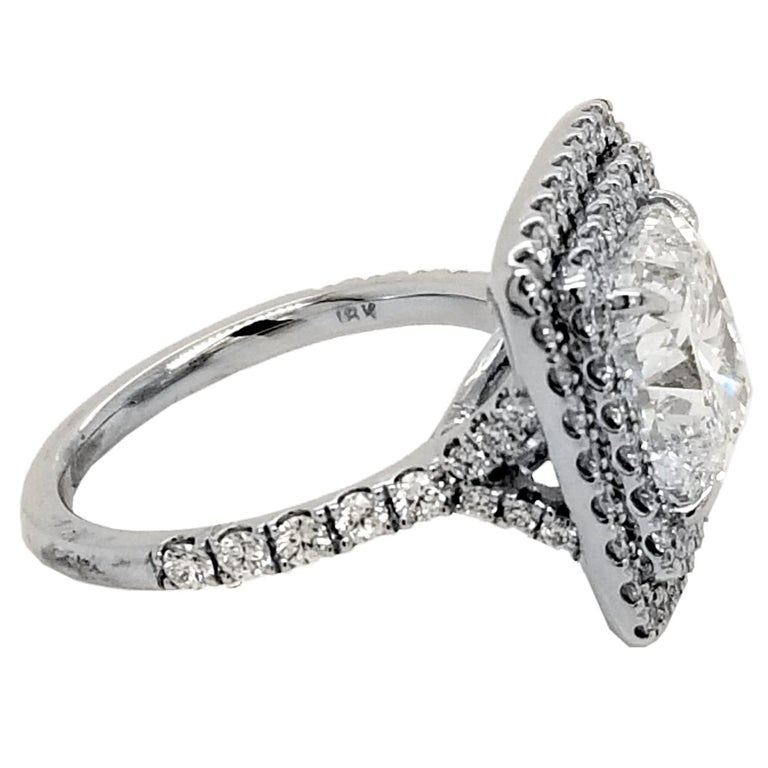 GIA 4.75 Carat I/VS1 Cushion Diamond 18K Double Halo Engagement Ring