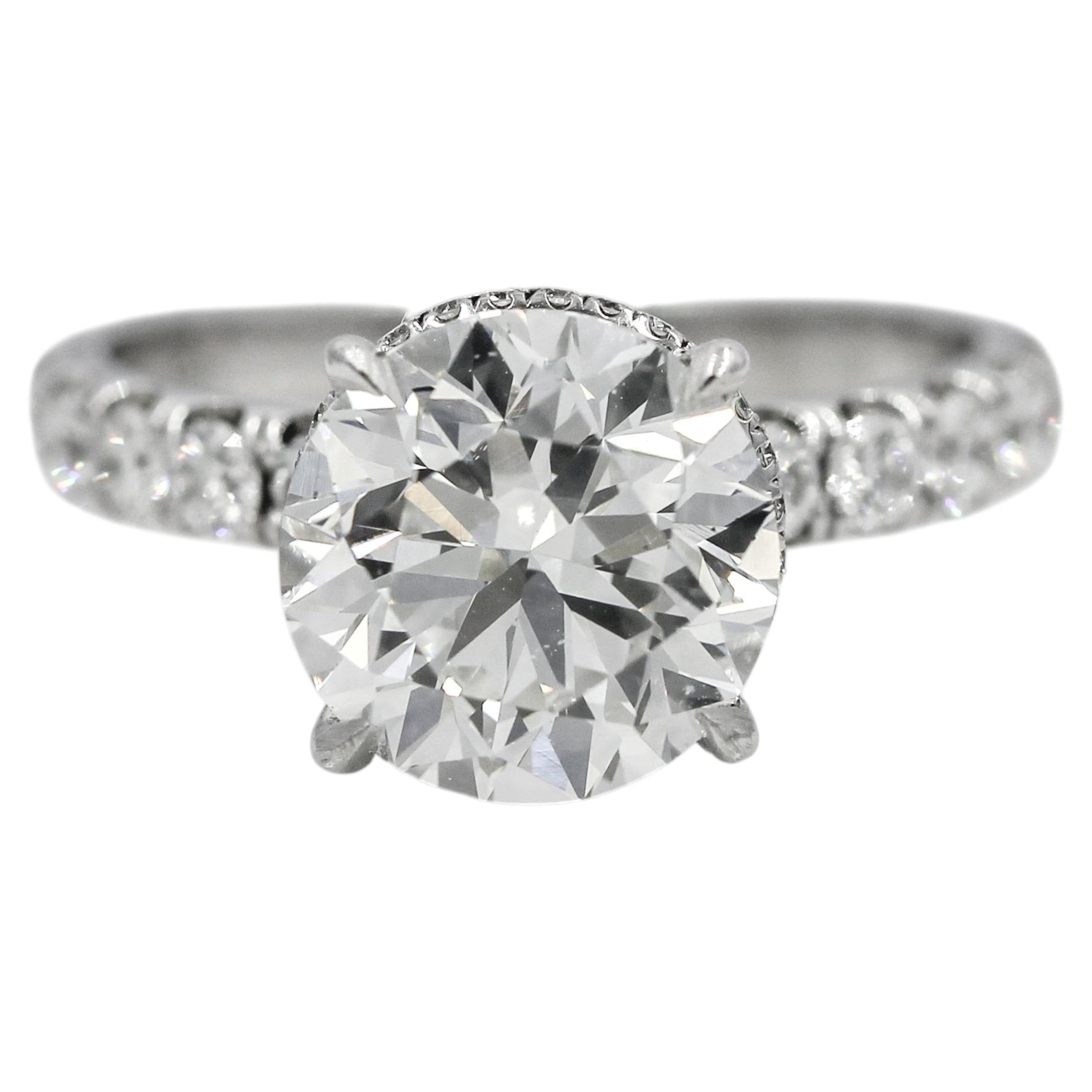GIA 4,76 CT runder Brillantschliff natürlicher Diamant 18K Weißgold Ring versteckter Halo