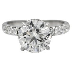 GIA 4.76 CT Round Natural Diamond by Michael M 18K White Gold Engagement Ring