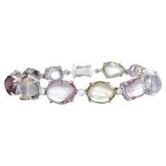 GIA 48.09 Carats Sapphire and Diamond White Gold Bracelet