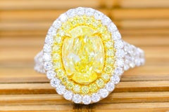 GIA 4.81 CT Natural Diamond Oval Cut Fancy Yellow Engagement Ring 18KWG