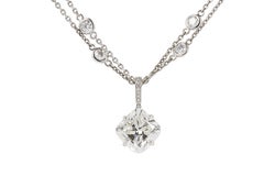 GIA 4.82 Carat Cushion Brilliant Cut Diamond Pendant Necklace