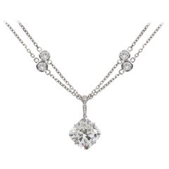 GIA 4.82 Carat Cushion Brilliant Cut Diamond Pendant Necklace