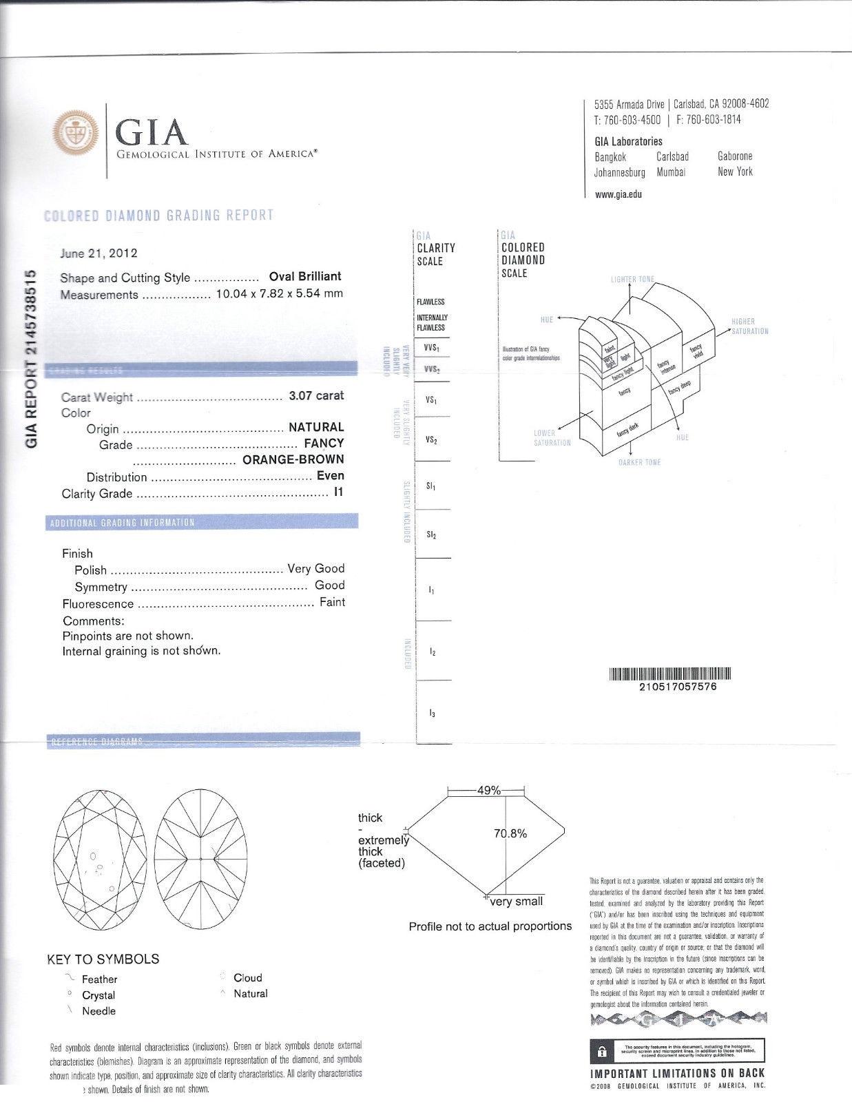 GIA 4,82 Karat natürlicher Fancy Orange Braun Farbe Diamant Ring Ausgezeichnet im Angebot 1
