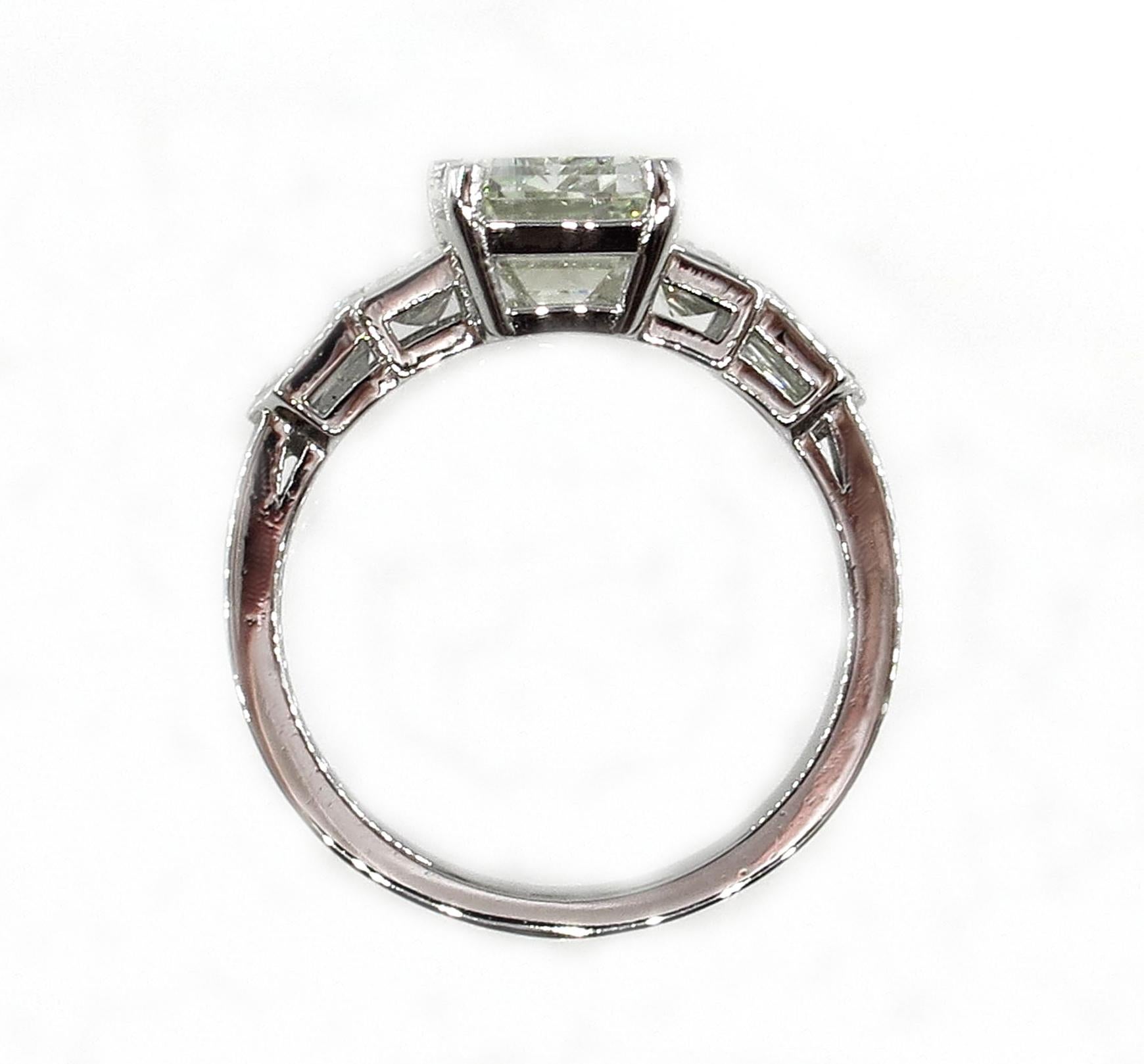 GIA 4.89 Carat Emerald Cut Diamond Engagement Wedding 5-Stone Ring In Good Condition In New York, NY