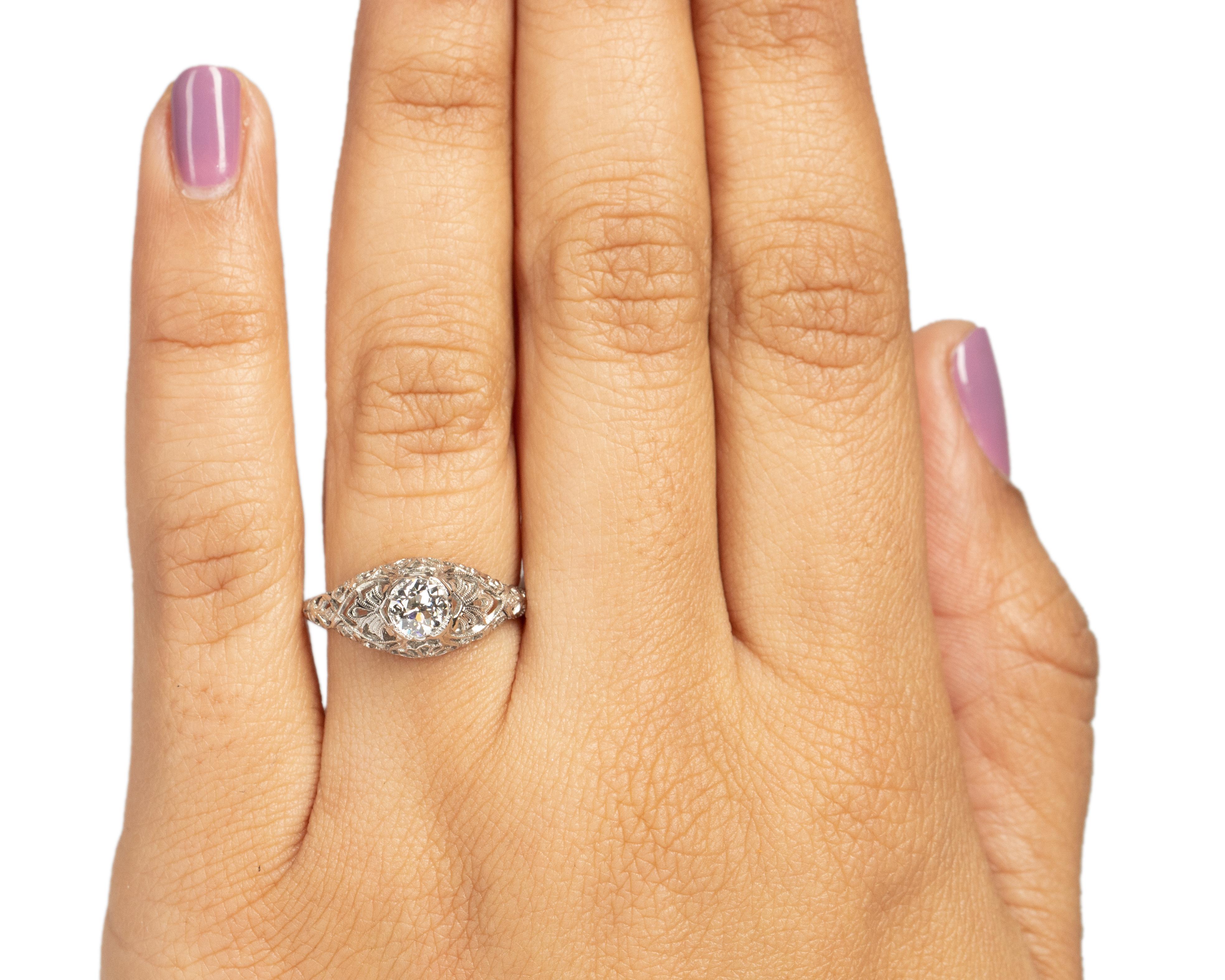 GIA .49 Carat Total Weight Art Deco Diamond Platinum Engagement Ring Pour femmes en vente