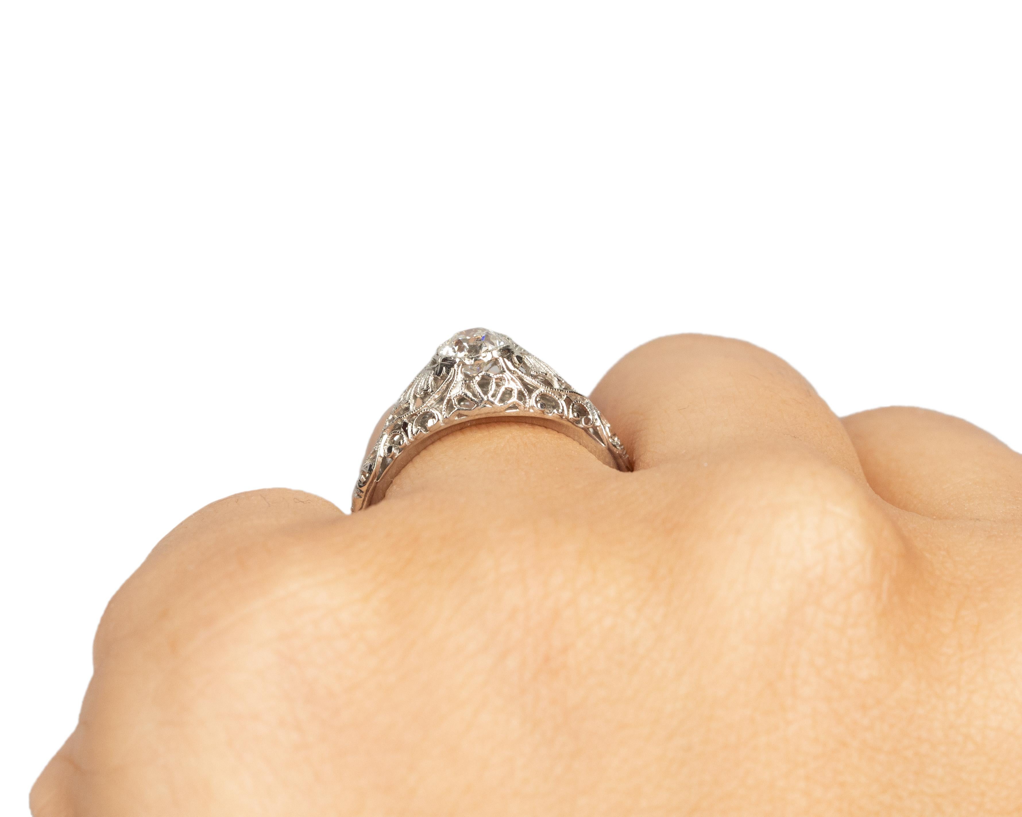 GIA .49 Carat Total Weight Art Deco Diamond Platinum Engagement Ring en vente 1