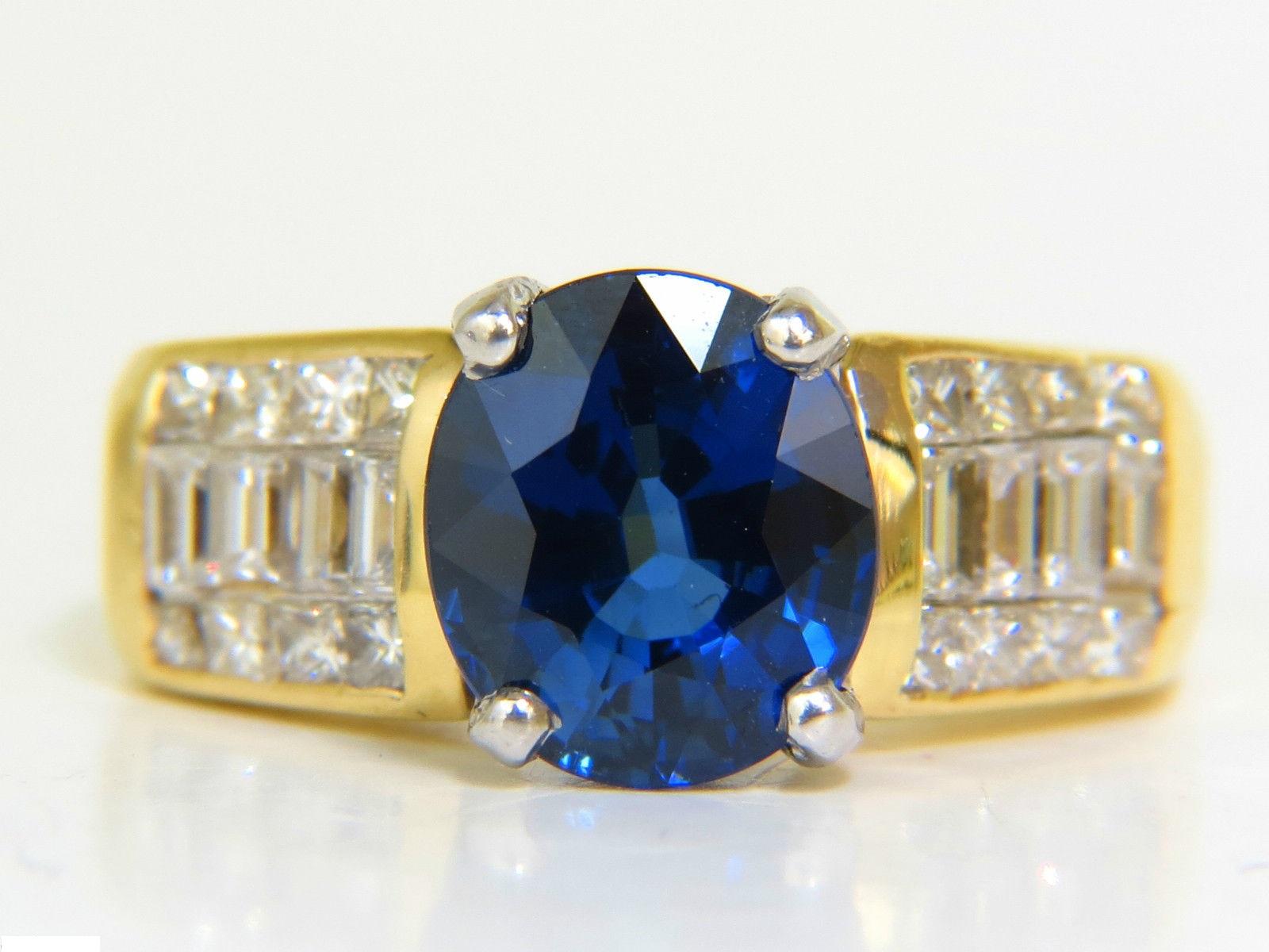 GIA 4.93 Carat Natural Top Gem Sapphire Diamond Ring Classic Set In New Condition For Sale In New York, NY