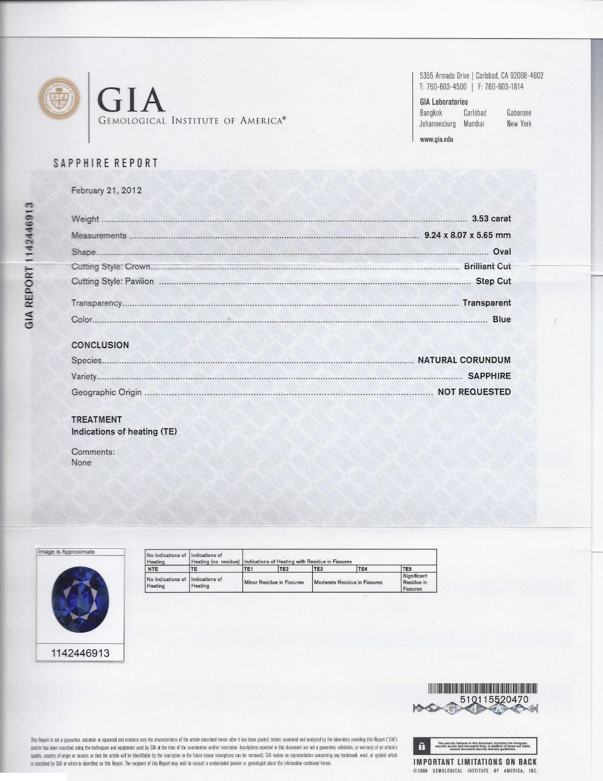 GIA 4.93 Carat Natural Top Gem Sapphire Diamond Ring Classic Set For Sale 1