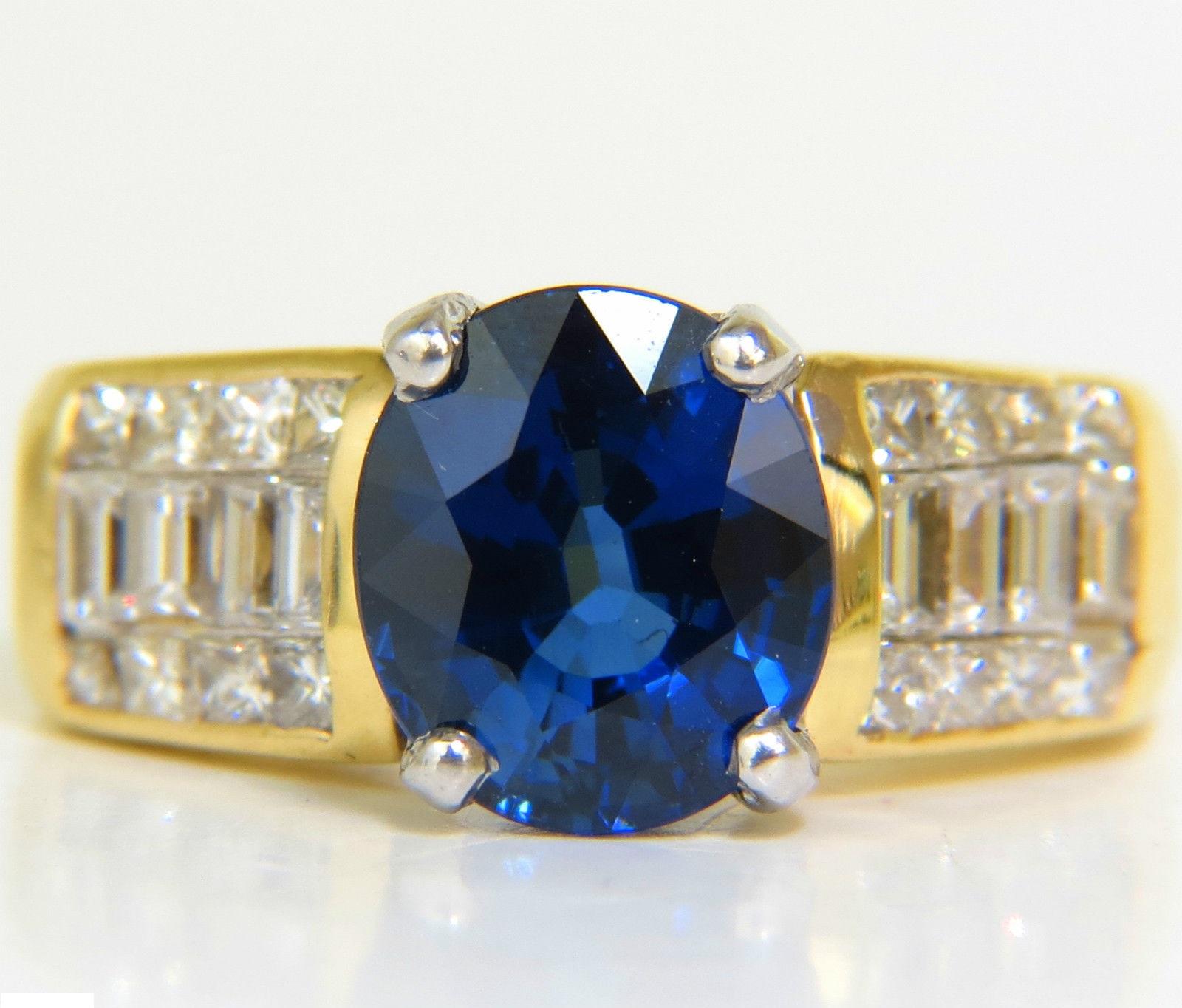 GIA 4.93 Carat Natural Top Gem Sapphire Diamond Ring Classic Set For Sale 2
