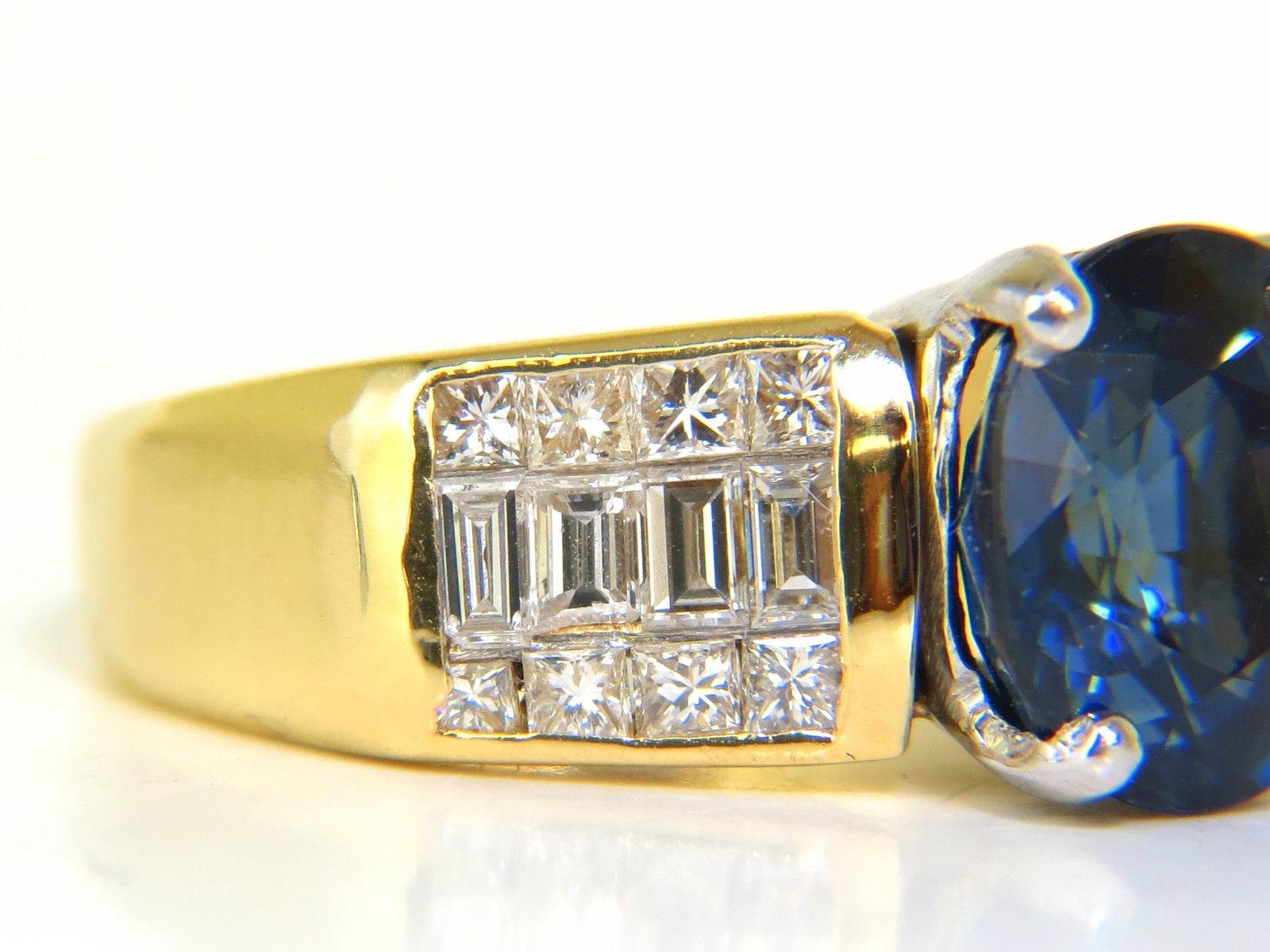 GIA 4.93 Carat Natural Top Gem Sapphire Diamond Ring Classic Set For Sale 3