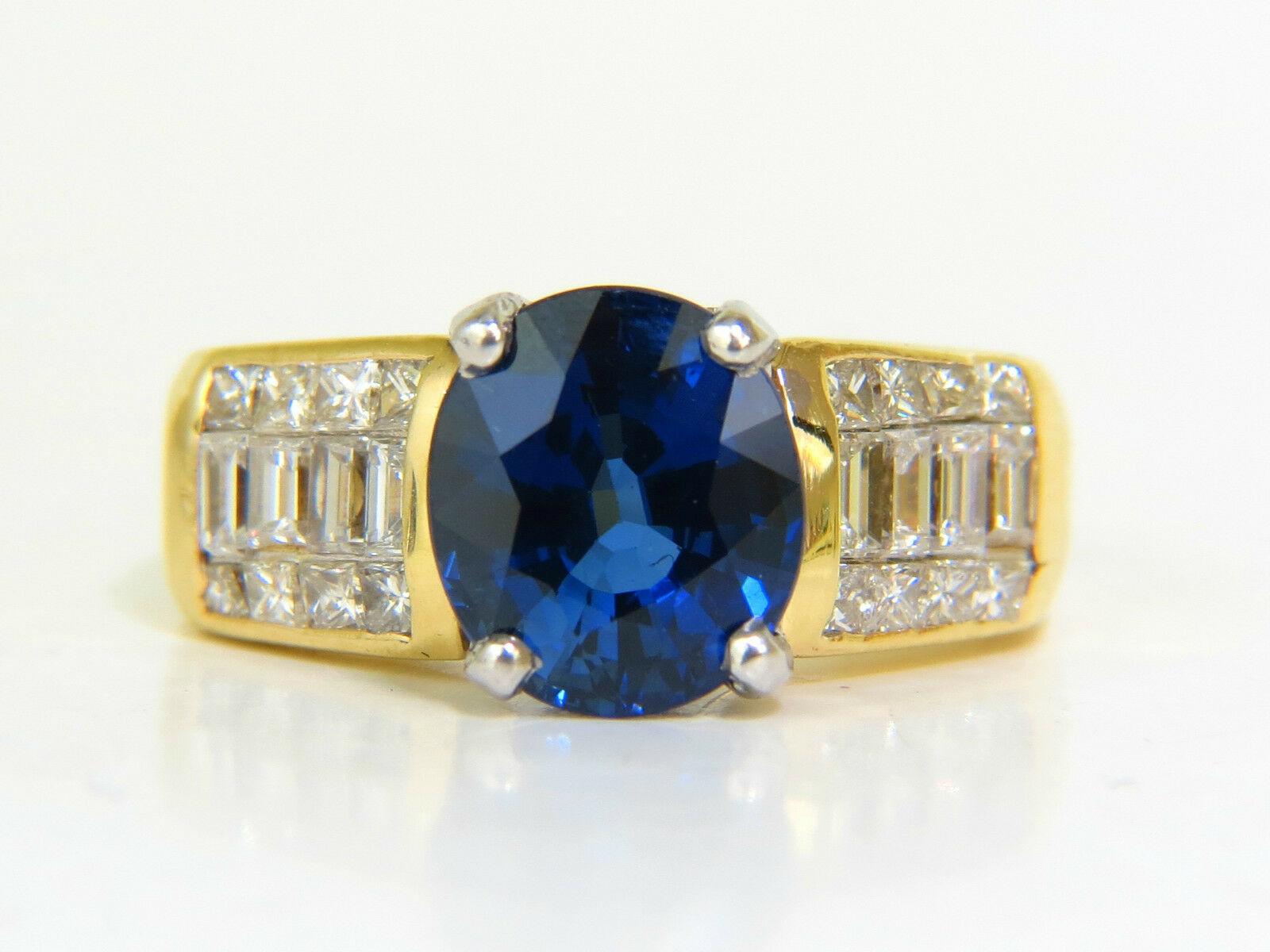 GIA 4.93 Carat Natural Top Gem Sapphire Diamond Ring Classic Set For Sale 4