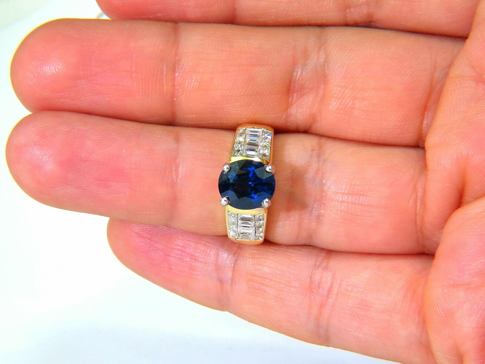GIA 4.93 Carat Natural Top Gem Sapphire Diamond Ring Classic Set For Sale 1