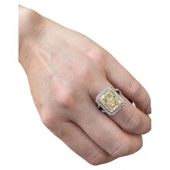 GIA 4.96 ct. Radiant Yellow Diamond Halo Ring in 18K White & Yellow Gold