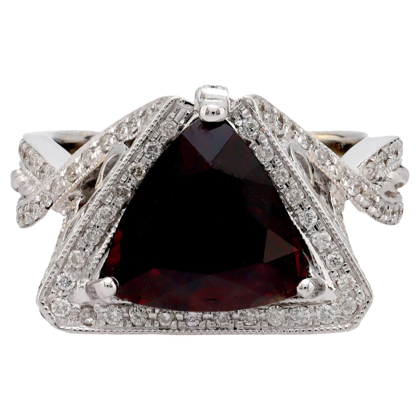 GIA 4.97 carat Burma no heat spinel diamond 14k white gold cocktail ring