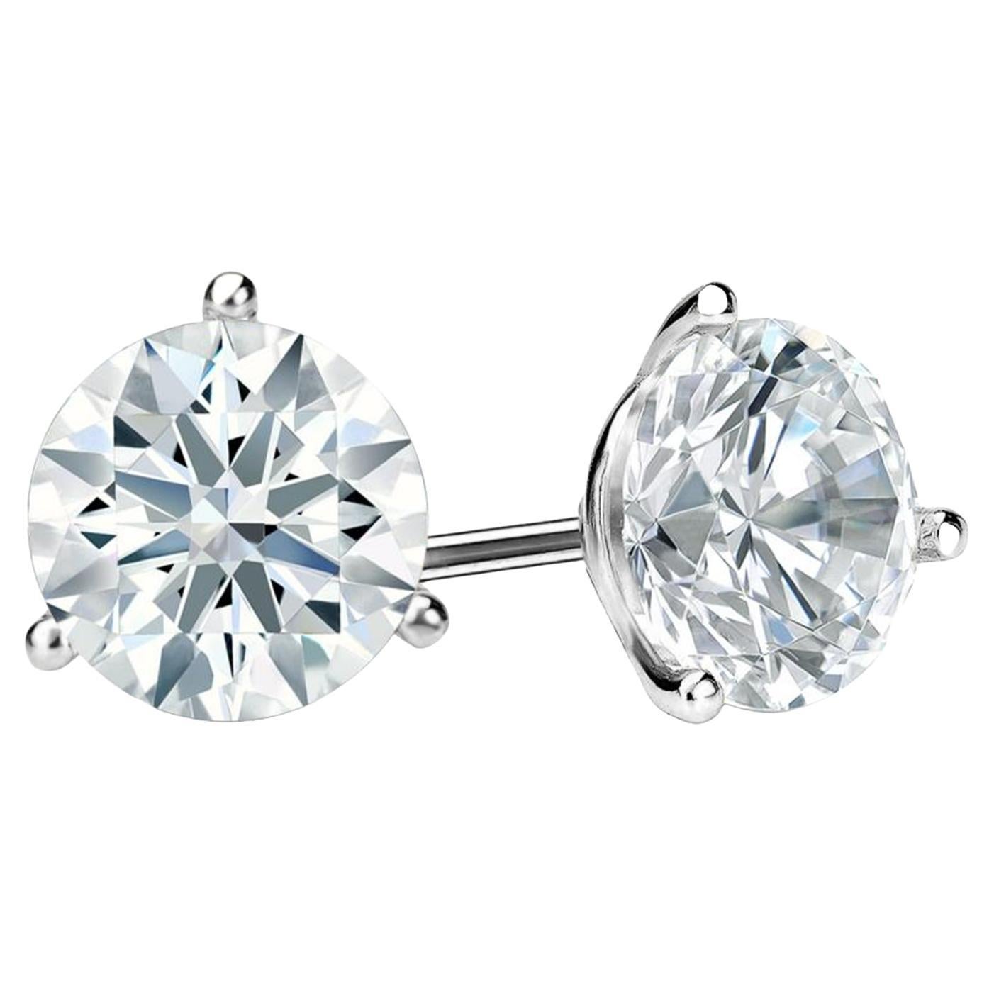 GIA 4ct natürliche runde Diamant-Ohrstecker 3-Zinken Martini-Fassung VS1 Reinheit