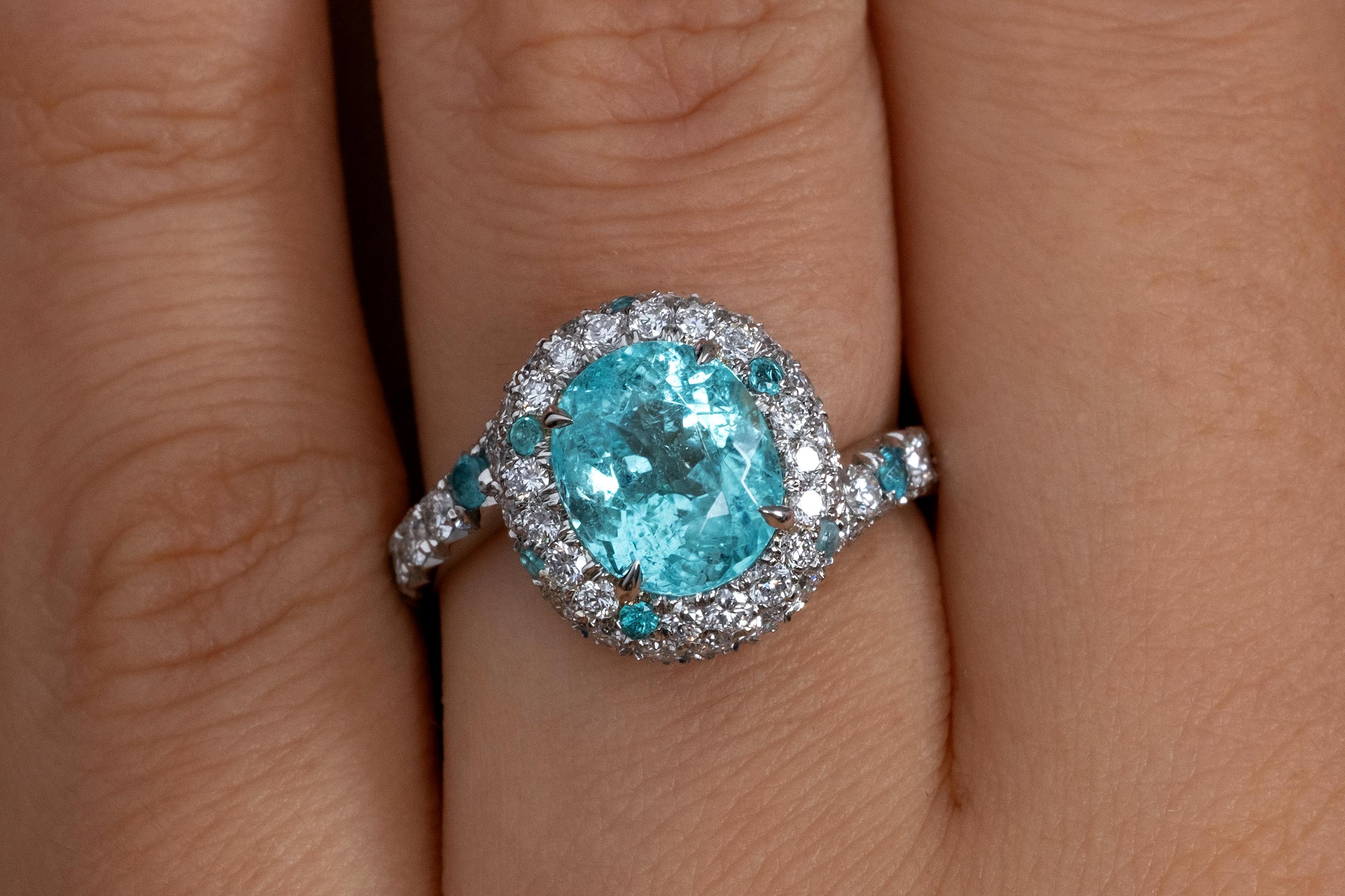 GIA 4ctw Natural Paraiba Tourmaline & Diamond Platinum Ring 10