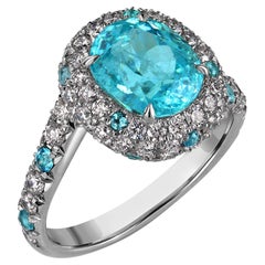 GIA 4ctw Natural Paraiba Tourmaline & Diamond Platinum Ring