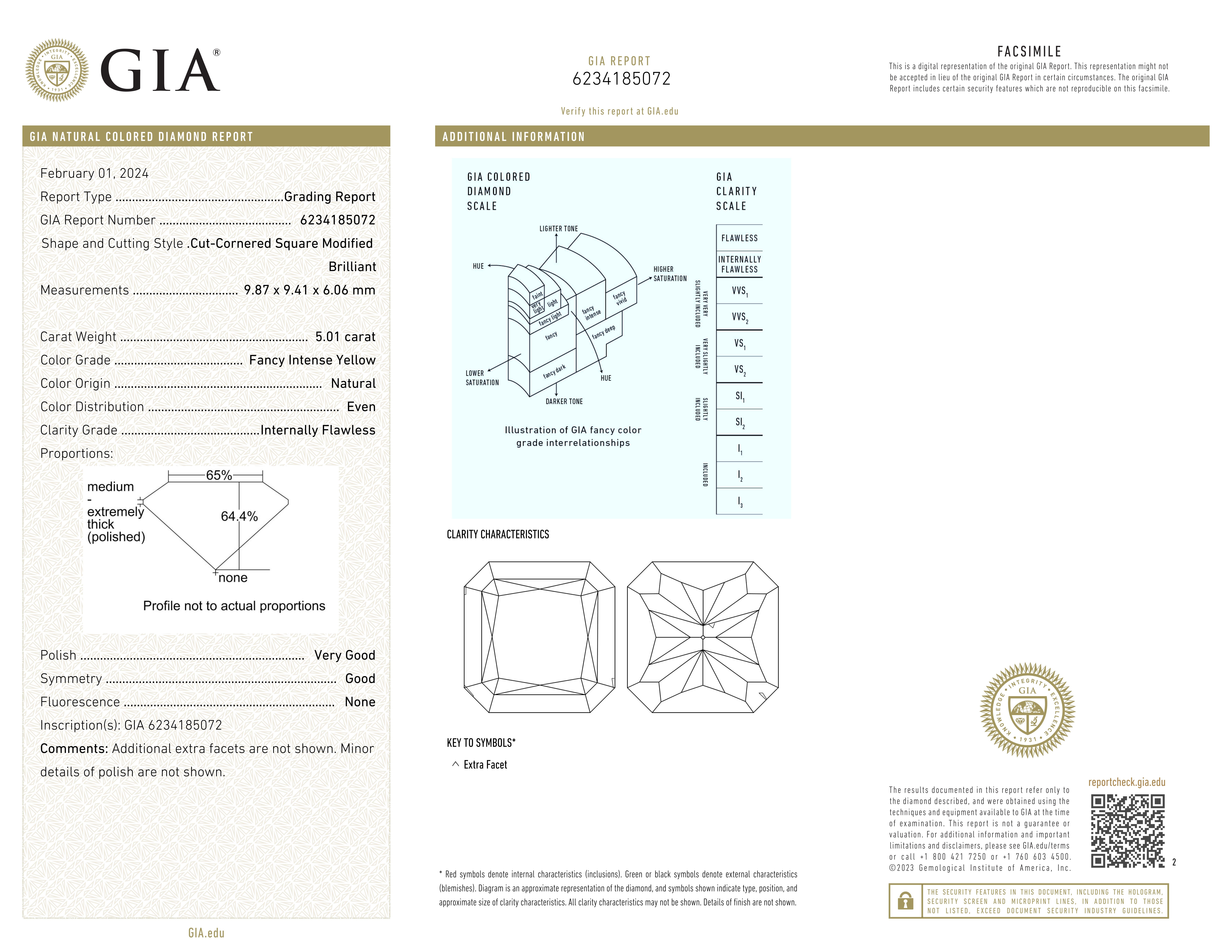 GIA 5 Carat Fancy Radiant Yellow Diamond Ring FLAWLESS im Angebot 1