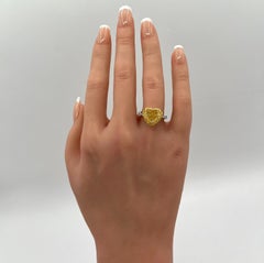 GIA 5 Carat Heart Fancy Yellow Ring in 18K Yellow and White Gold