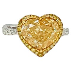 GIA 5 Carat Heart Fancy Yellow Ring in 18K Yellow and White Gold
