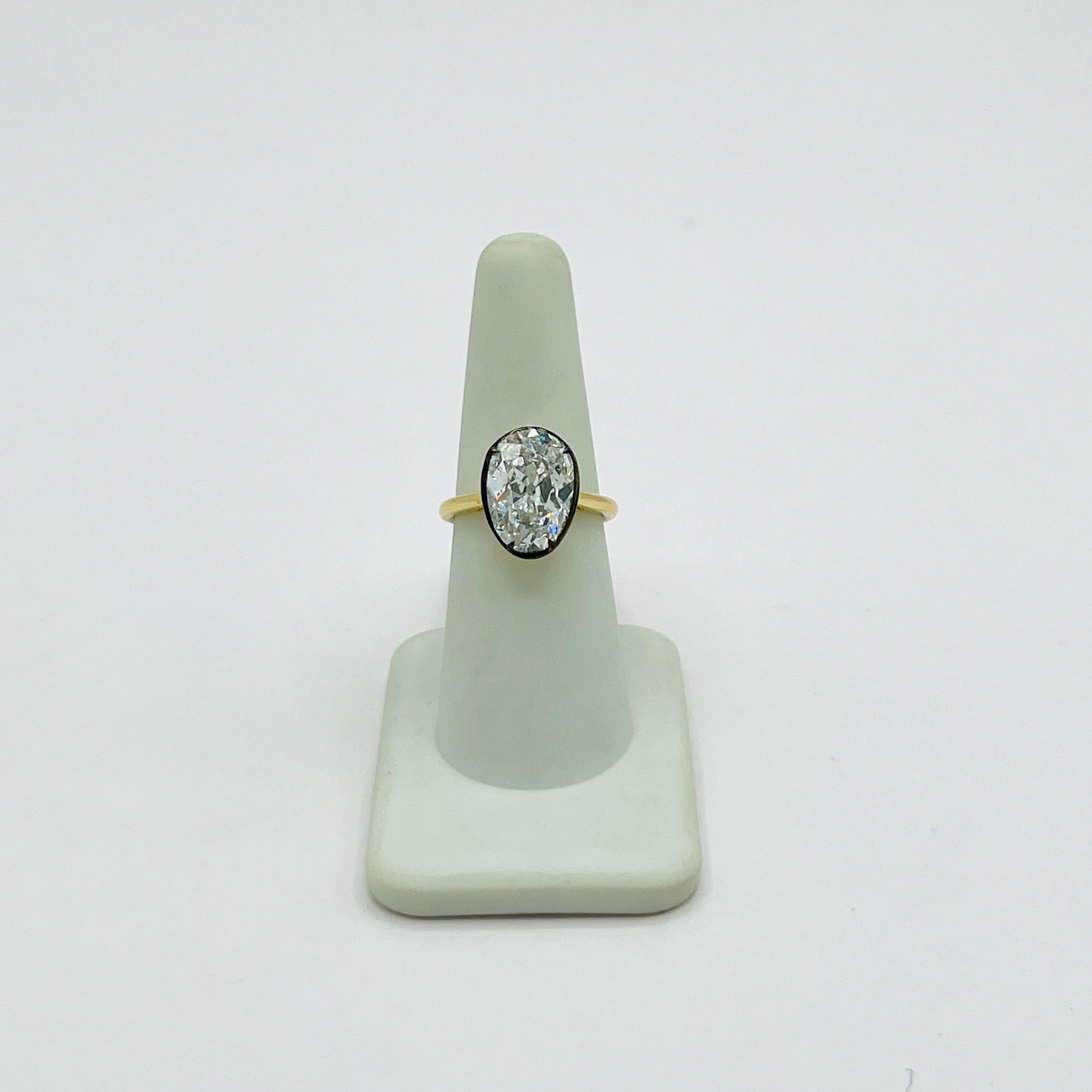 GIA 5 Carat Oval Diamond Solitaire Ring in Black Rhodium & 18K Yellow Gold 1