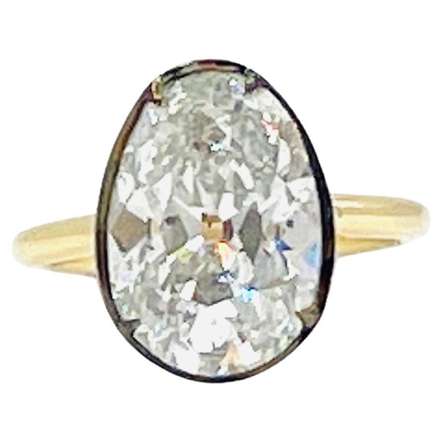 GIA 5 Carat Oval Diamond Solitaire Ring in Black Rhodium & 18K Yellow Gold