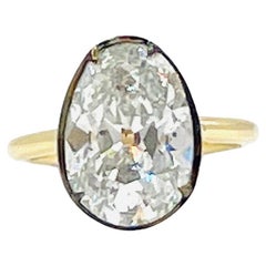 GIA 5 Carat Oval Diamond Solitaire Ring in Black Rhodium & 18K Yellow Gold