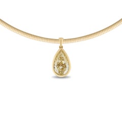 GIA 5 Carat Pear Cut Yellow Diamond Necklace