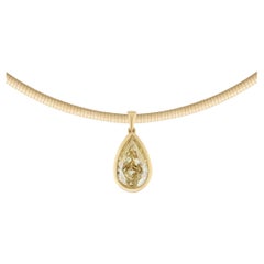 GIA 5 Carat Pear Cut Yellow Diamond Necklace