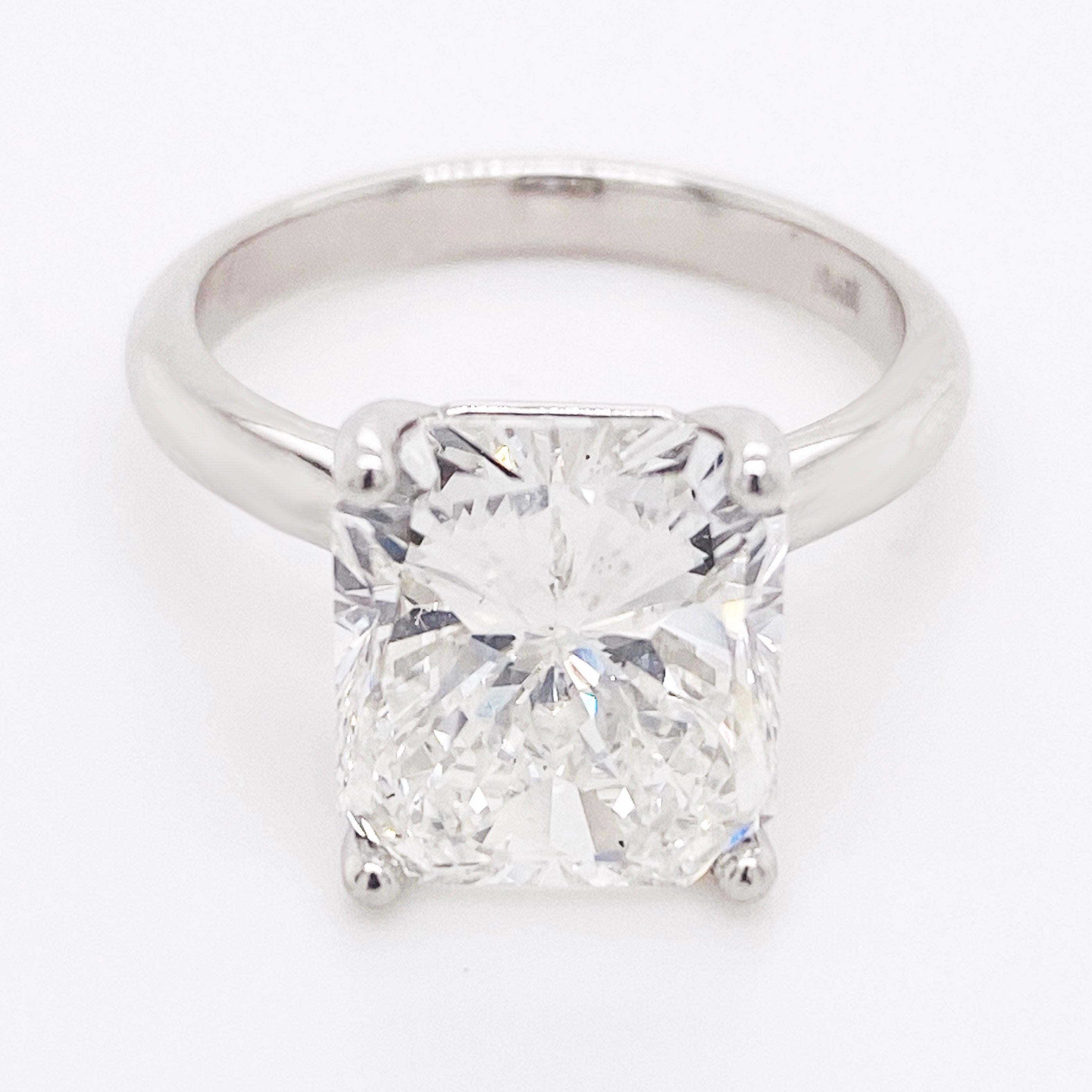 GIA Radiant 5 Carat Diamond Solitaire Platinum Engagement Ring  3