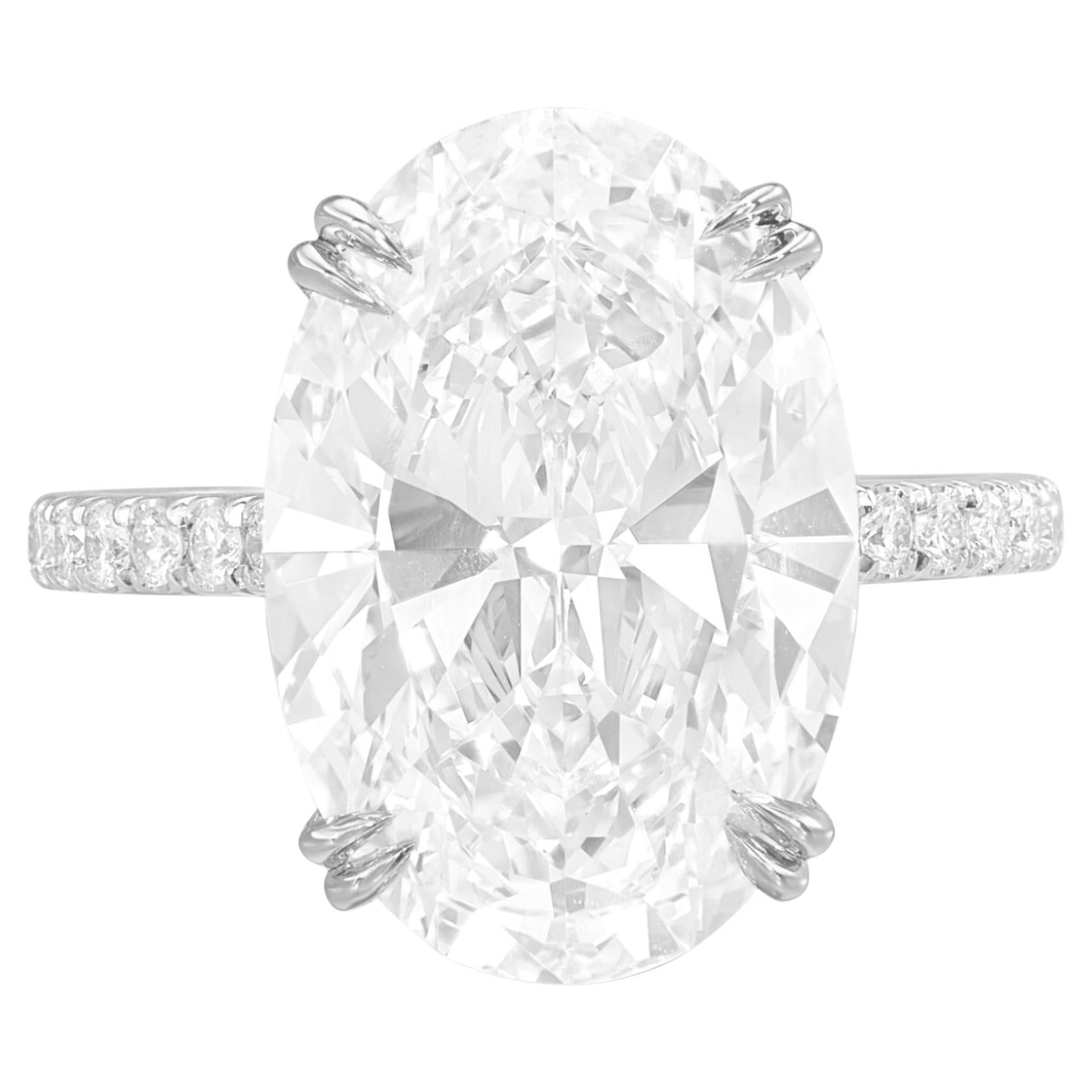 GIA Certified 5 Carat Round F VS1 Oval Diamond Pave Platinum Ring